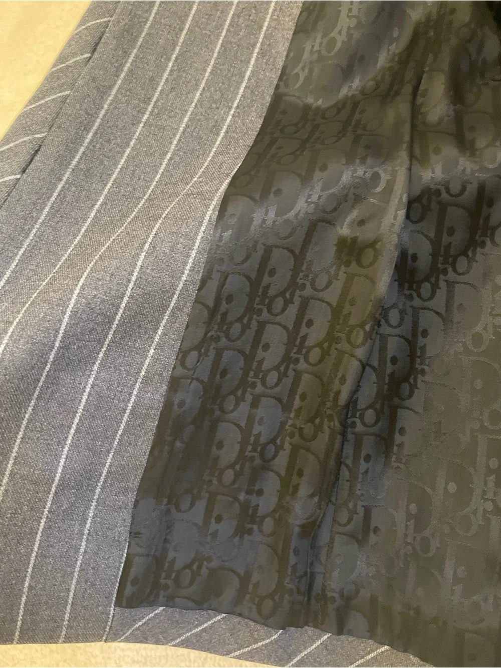 Elegant Christian Dior Gray Pinstripe Tailored Blazer